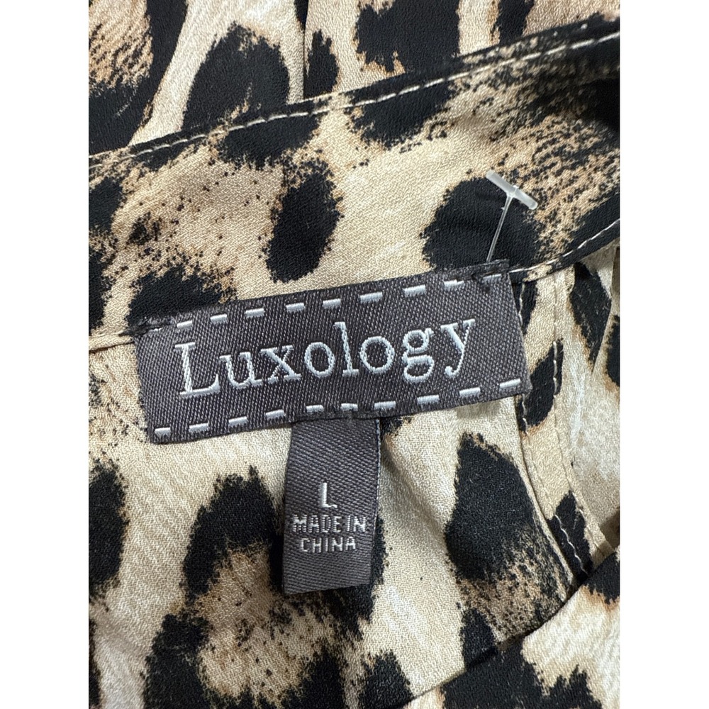 Luxology Halter Animal Print Cold Shoulder Women's Top L Boho Mobwife Y2K - Picture 8 of 9